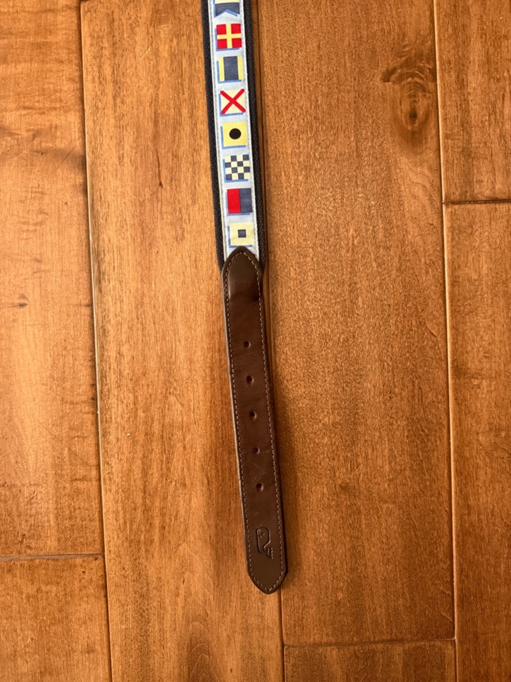 Vineyard Vines Nautical Signal Flag Belt Size 32 Canvas Leather Made in USA - Picture 2 of 4